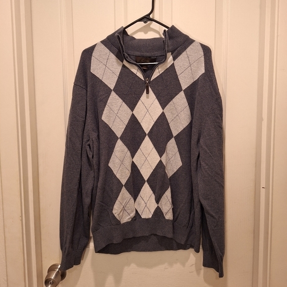 Tasso Elba Half Zip Argyle Design Sweater XL 👔 - Picture 1 of 8